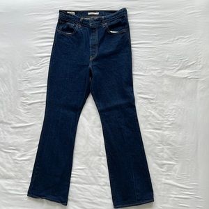 Levi’s button fly rib cage boot in dark wash denim